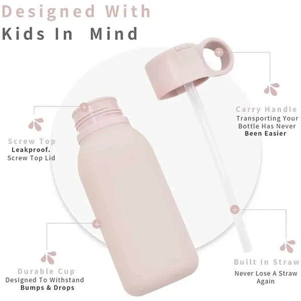 Silicone Bottle With Straw For Toddlers & Kids