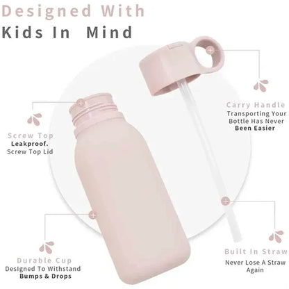 Silicone Bottle With Straw For Toddlers & Kids