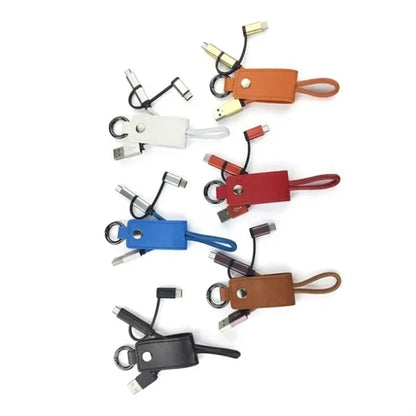 3 in 1 Leather Charging Cable Keychain
