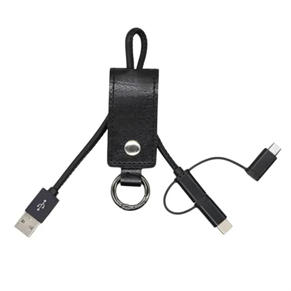 3 in 1 Leather Charging Cable Keychain