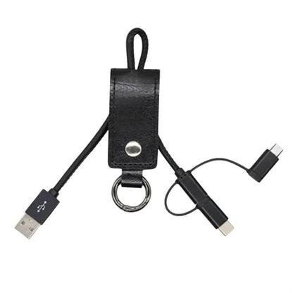 3 in 1 Leather Charging Cable Keychain