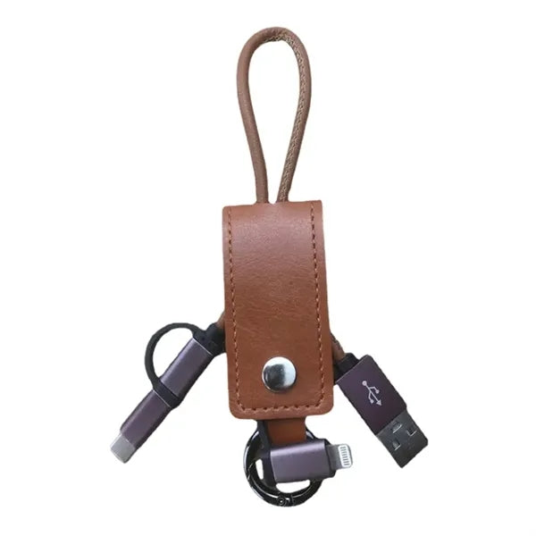 3 in 1 Leather Charging Cable Keychain