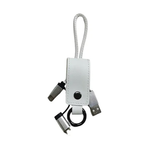 3 in 1 Leather Charging Cable Keychain