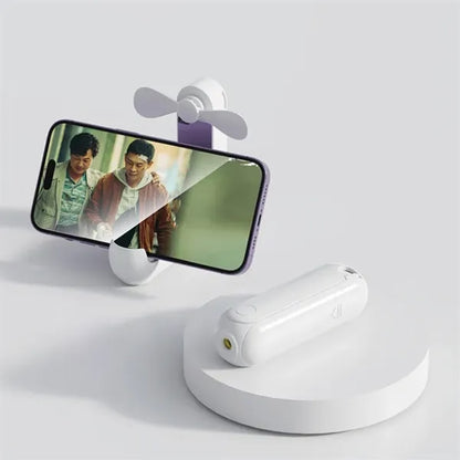5 in 1 Portable Handheld Fan with Power Bank Mirror
