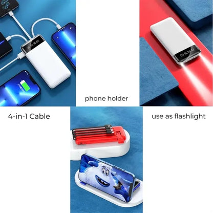 10,000 mAh Super Slim Power Bank with 4-in-1 Cable Flashligh