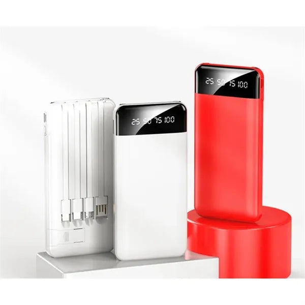 10,000 mAh Super Slim Power Bank with 4-in-1 Cable Flashligh
