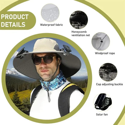 Solar Fan Sun Hat Wide Brim