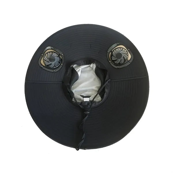 Outdoor Wide Brim Bucket Cap Dual Solar Fan Cooling Hat
