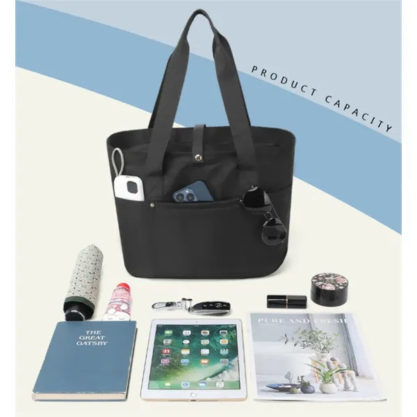 Foldable Tote Bag With Zipper and Top Handle