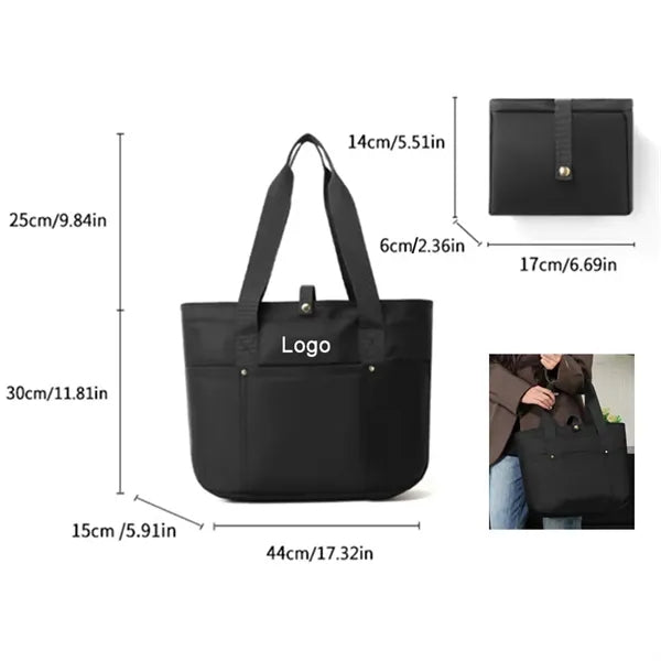 Foldable Tote Bag With Zipper and Top Handle