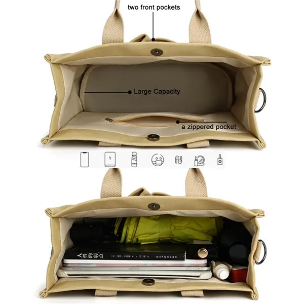 Canvas Tote Bag with multi ways to carry