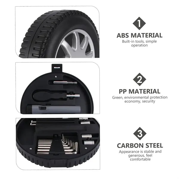 29 in 1 Tire Shaped Tool Kit for DIY Auto and Home Repairs