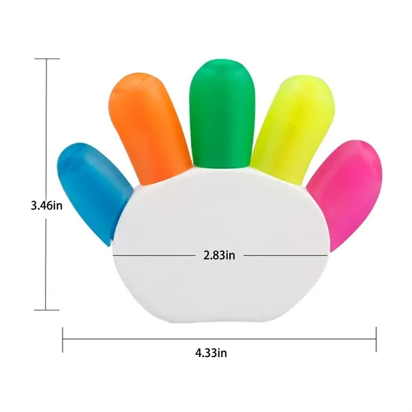 Finger Highlighter Creative Five Color Palm Shape Set