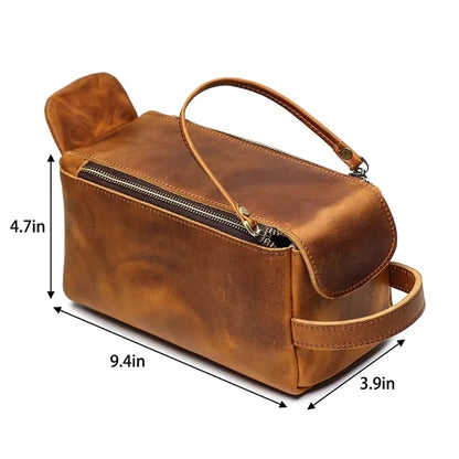 Vintage Handbag Genuine Leather Toiletry Storage Bag