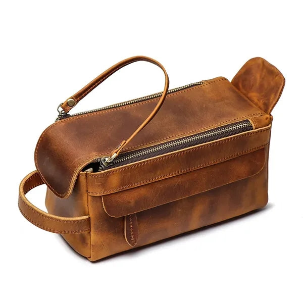 Vintage Handbag Genuine Leather Toiletry Storage Bag