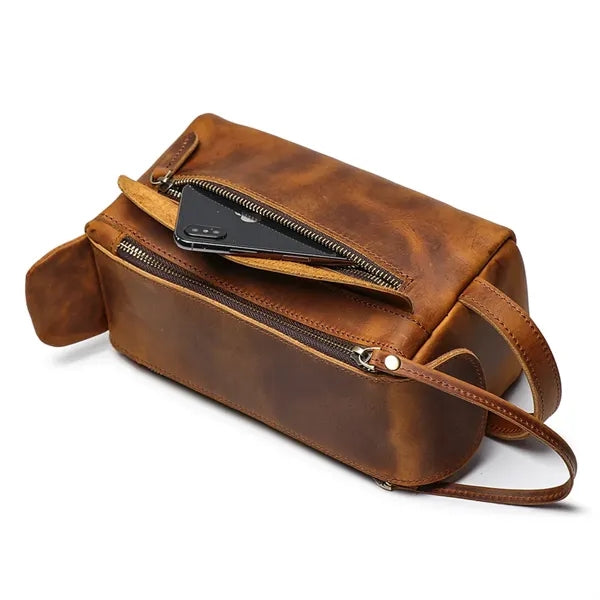 Vintage Handbag Genuine Leather Toiletry Storage Bag