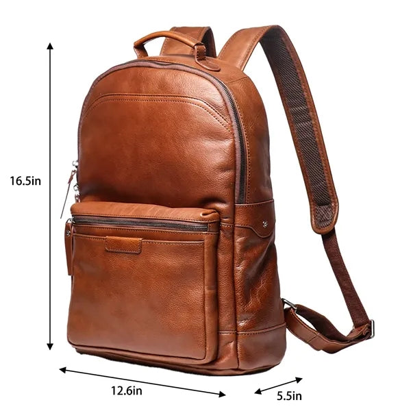 Vintage Travel Backpack Top Layer Cowhide Leather