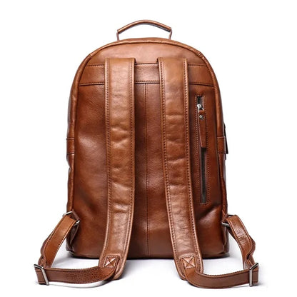 Vintage Travel Backpack Top Layer Cowhide Leather