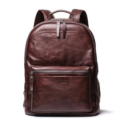 Vintage Travel Backpack Top Layer Cowhide Leather