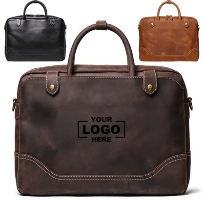 Men's Laptop Document Bag Top Layer Cowhide Casual Retro