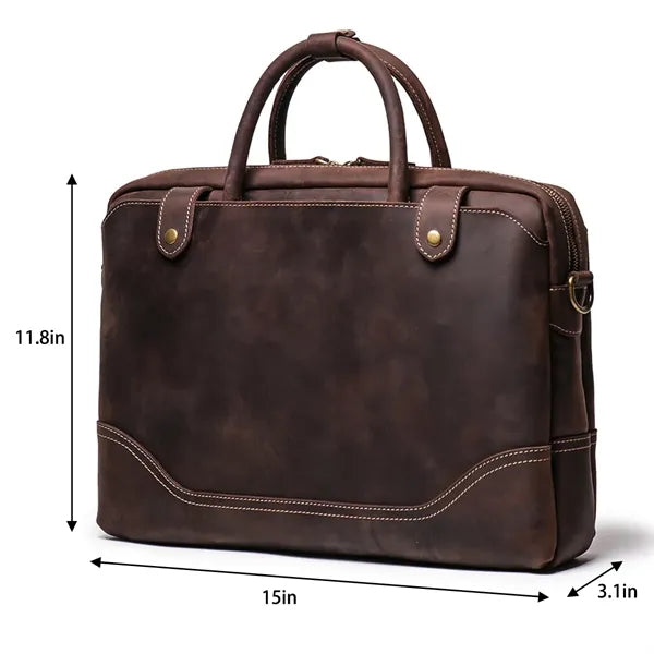 Men's Laptop Document Bag Top Layer Cowhide Casual Retro