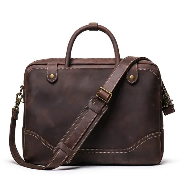 Men's Laptop Document Bag Top Layer Cowhide Casual Retro