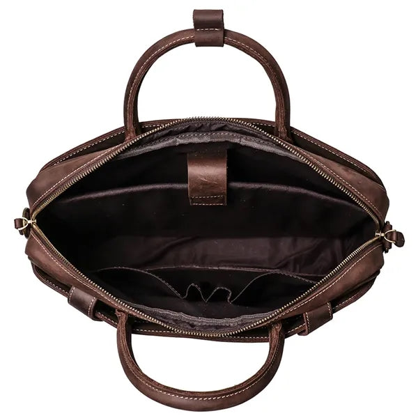 Men's Laptop Document Bag Top Layer Cowhide Casual Retro