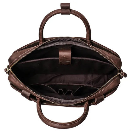 Men's Laptop Document Bag Top Layer Cowhide Casual Retro