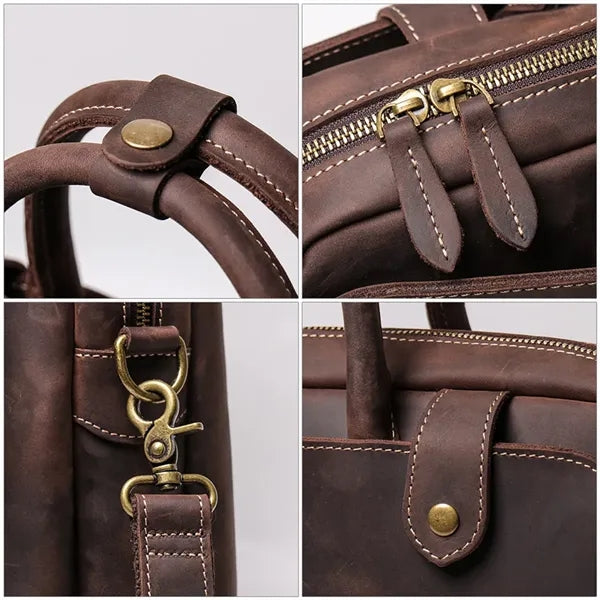 Men's Laptop Document Bag Top Layer Cowhide Casual Retro