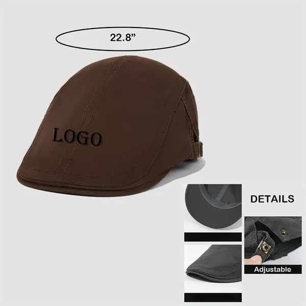 Breathable Newsboy Cap Adjustable Flat Top Style