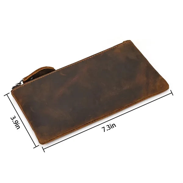 Crazy Horse Leather Men's Long Wallet Fashionable Unisex
