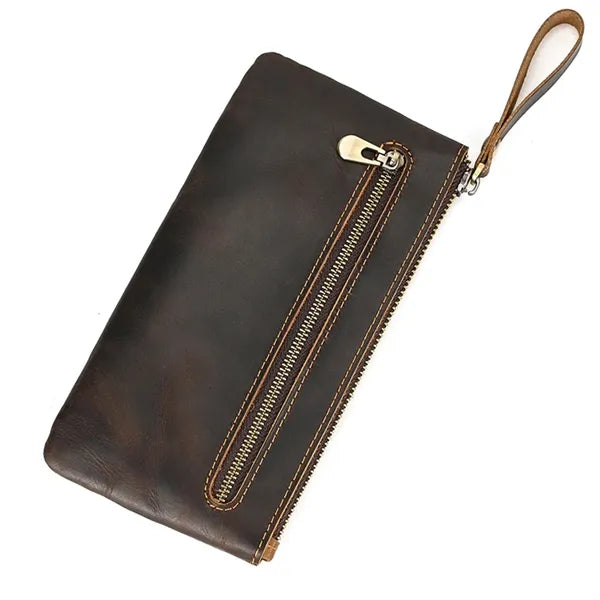 Crazy Horse Leather Men's Long Wallet Fashionable Unisex