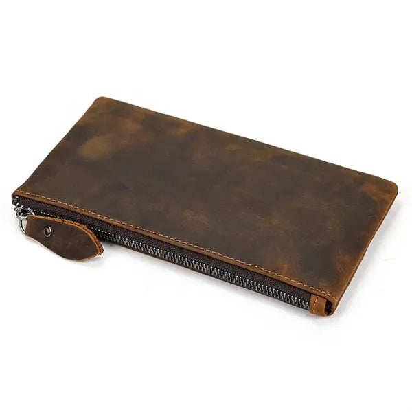 Crazy Horse Leather Men's Long Wallet Fashionable Unisex