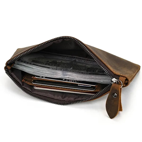Crazy Horse Leather Men's Long Wallet Fashionable Unisex