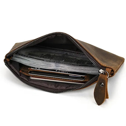 Crazy Horse Leather Men's Long Wallet Fashionable Unisex