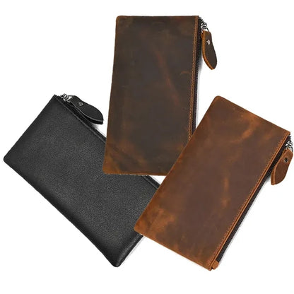 Crazy Horse Leather Men's Long Wallet Fashionable Unisex