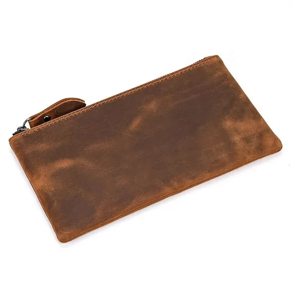 Crazy Horse Leather Men's Long Wallet Fashionable Unisex