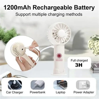 3-Speed USB Rechargeable Battery Fan with Base