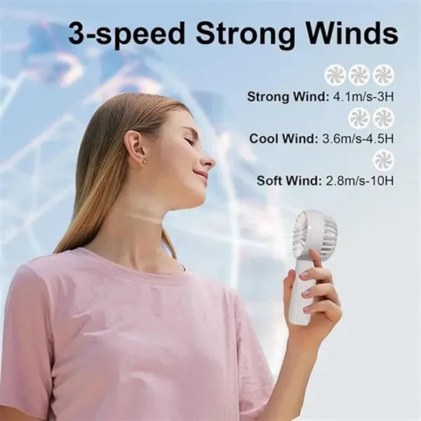 3-Speed USB Rechargeable Battery Fan with Base