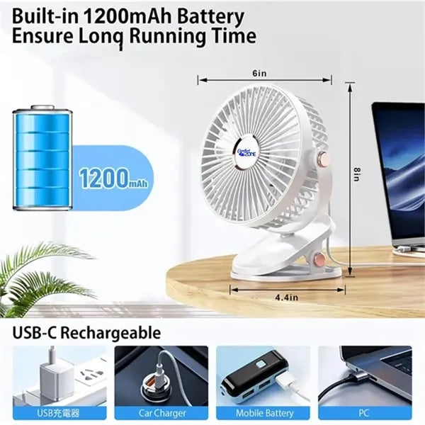 Clip-on Battery Operated Fan with LED Lights