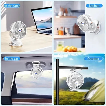 Clip-on Battery Operated Fan with LED Lights