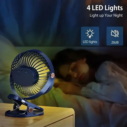 Clip-on Battery Operated Fan with LED Lights