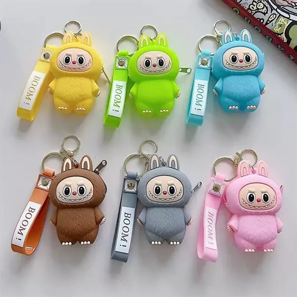 Labubu Cartoon Silicone Coin Purse Bag