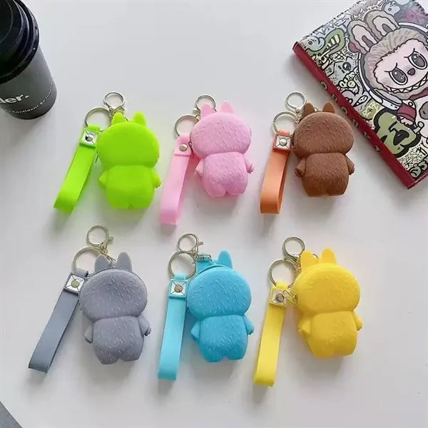 Labubu Cartoon Silicone Coin Purse Bag