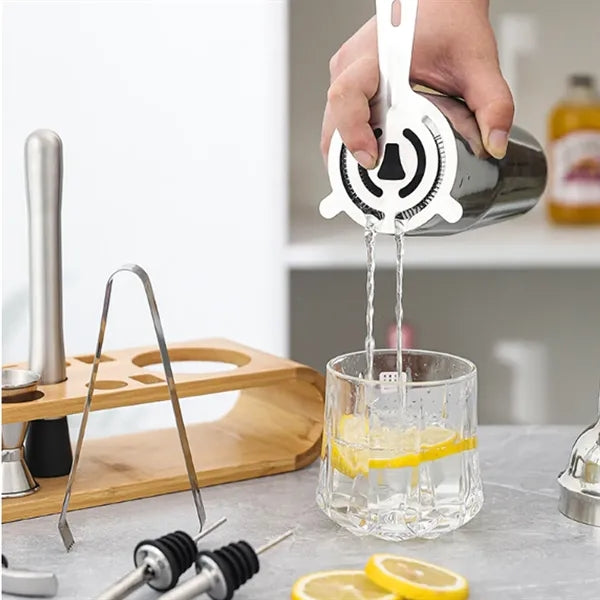 9-Piece Cocktail Shaker Set with Bamboo Stand