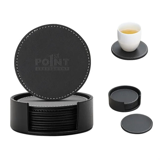 Round Leather Coaster Set