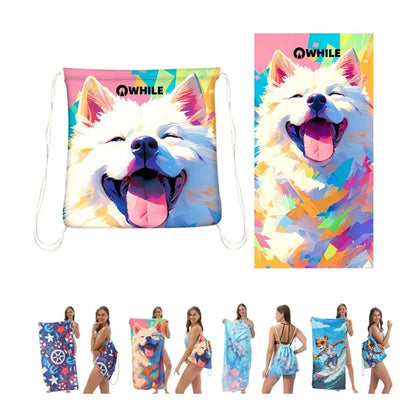 Microfiber Beach Towel Cinch Backpack