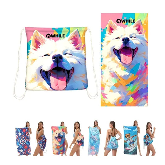 Microfiber Beach Towel Cinch Backpack