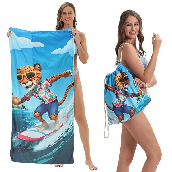 Microfiber Beach Towel Cinch Backpack