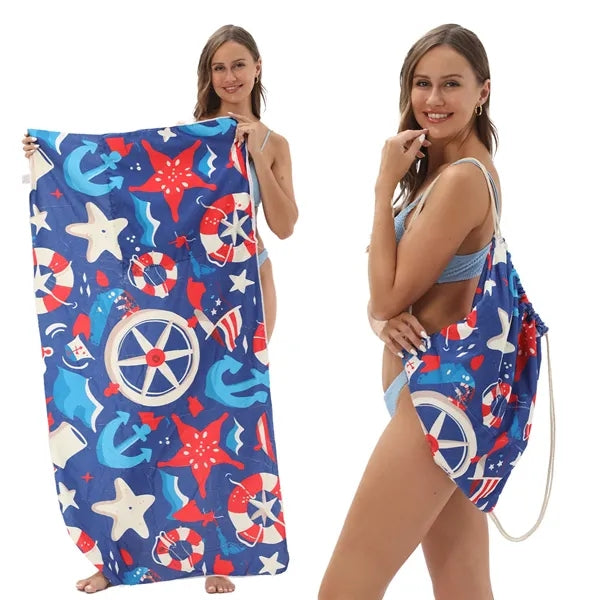 Microfiber Beach Towel Cinch Backpack